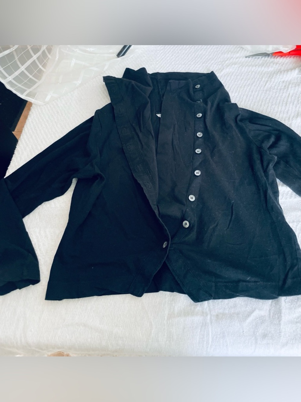 Morgane Le Fay Black Button-Front Cardigan Sweater